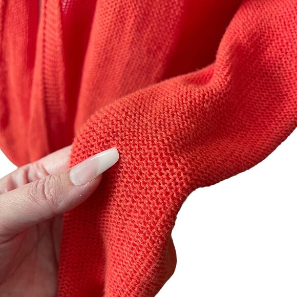 J.Jill Small Cardigan Sweater Linen Cotton Red Orange Open Front Pockets - Picture 9 of 12